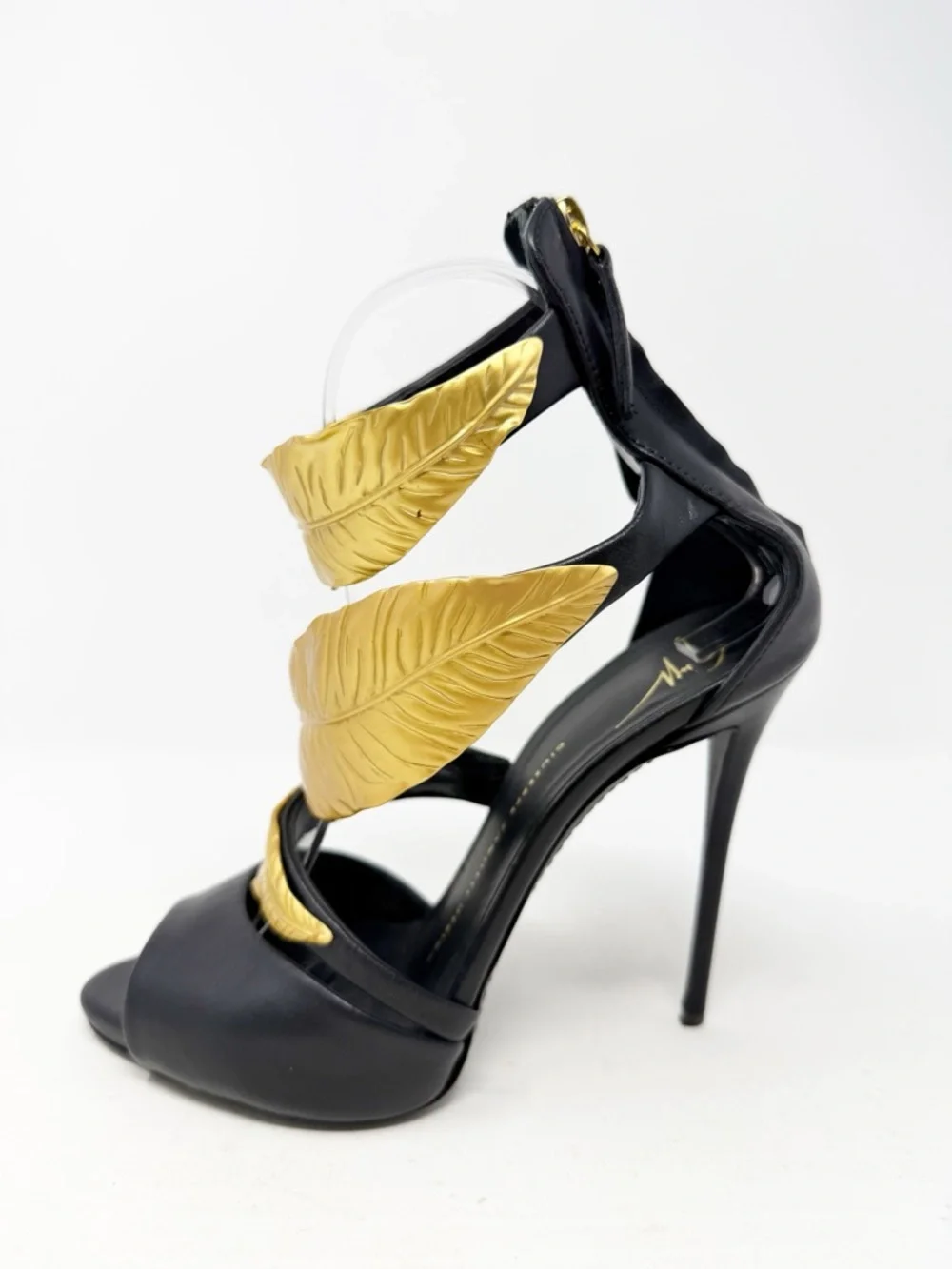 Giuseppe Zanotti Gold Leaf Wrap Sandal Heels Womens Size EU 38